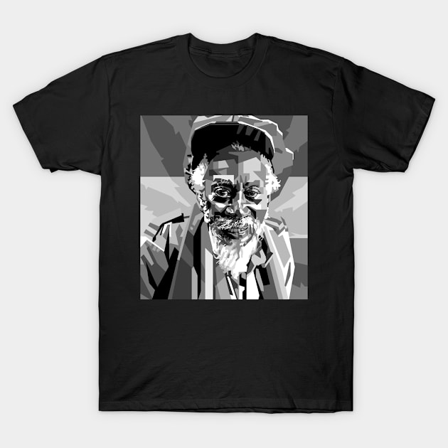 Bunny Wailer Grayscale Portrait Pop Art T-Shirt by RJWLTG